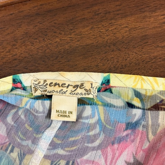 Energie Floral Multicolor Chiffon Women's Top. Size Large - Picture 5 of 7
